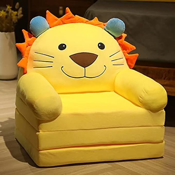 rayihni FOLDABLE KIDS SOFA, PLUSH CHILDREN COUCH BACKREST ARMCHAIR BED, CARTOON UPHOLSTERED COUCH SEAT FOR GIRLS BOYS,H - Image 2